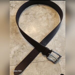 Classic Brown Leather Belt with Silver Buckle Size Large